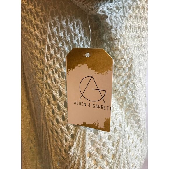 Knitted & Knotted Long Light Green & White Loose Knit Cardigan, Size Small - Picture 7 of 10